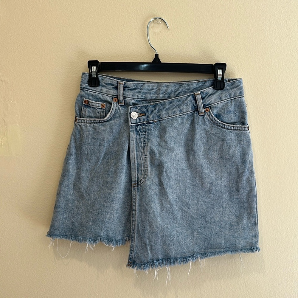 top shop asymmetrical denim skirt sz 4